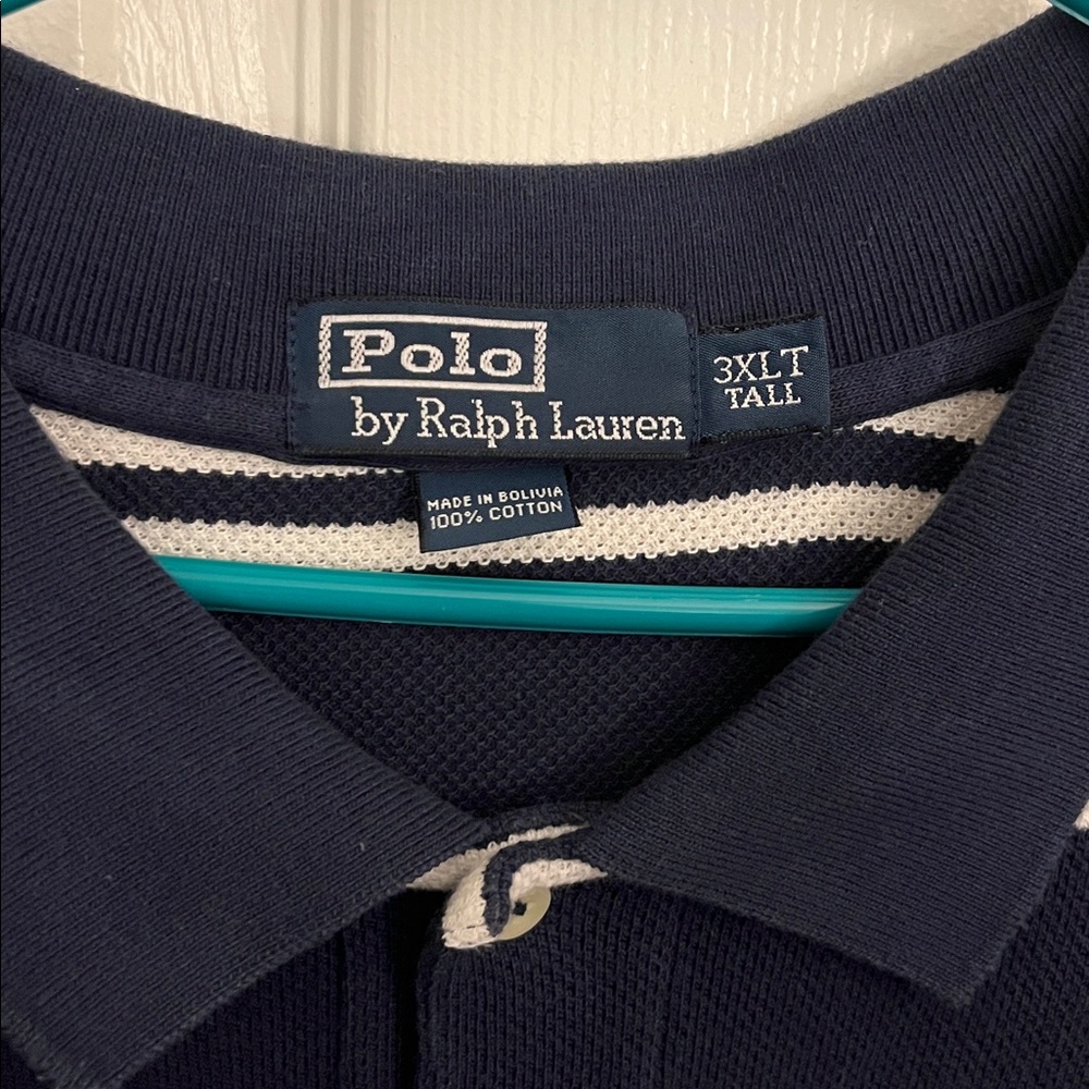 Ralph Lauren Classic Navy and White Striped Polo - Picture 2 of 4